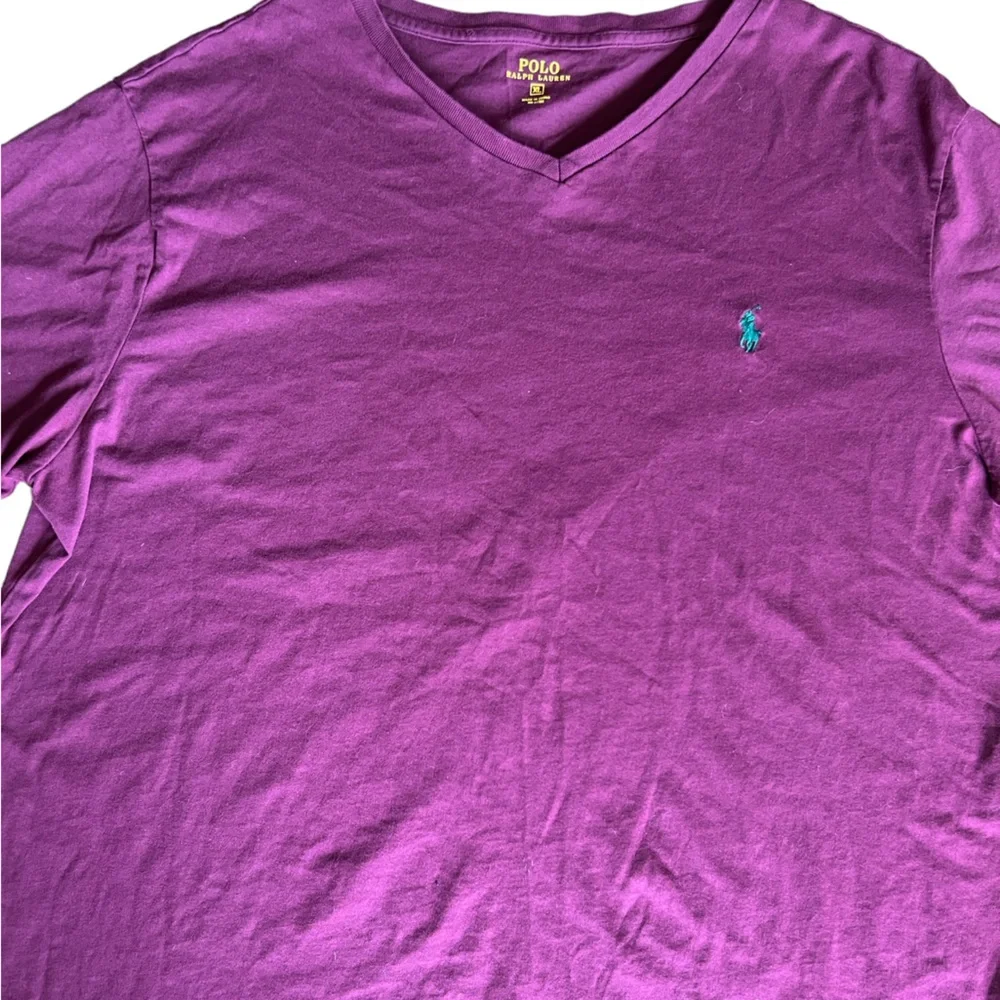 Polo Ralph Lauren basic v neck purple 100% Cotton tee shirt Sz XL - Picture 2 of 7